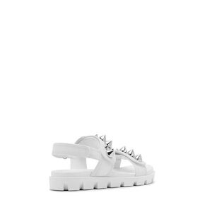 Brand New Christian Louboutin White Sandals with Silver Accents